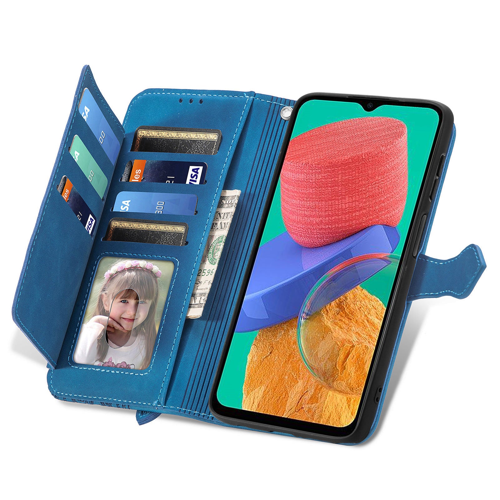 Cell Phone Cover For Samsung Galaxy M33 5G (Global Version) Flower Imprinted Pattern PU Leather Zipper Pocket Anti-fall Protective Phone Wallet Case with Stand Cell Phone Cover For Samsung Galaxy M33 5G (Global Version) Flower Imprinted Pattern PU Leather Zipper Pocket Anti-fall Protective Phone Wallet Case with Stand